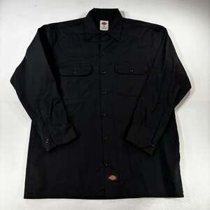 Dickies Men's Original Fit Long Sleeve Twill Work Shirt in Black